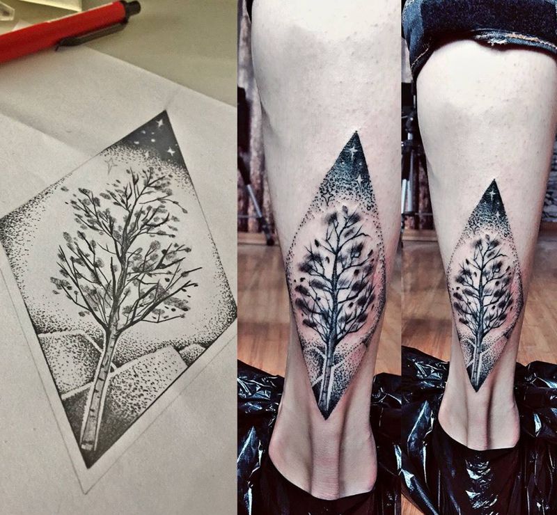 白桦树纹身图片