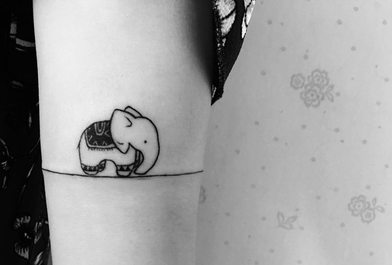 象纹身图片_动物清新成品手臂传统几何纹身图案