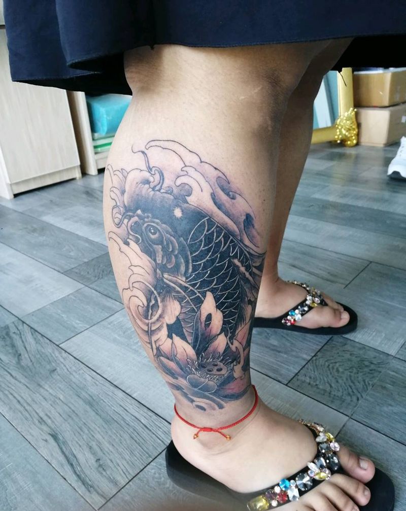 暴力遮盖纹身图片_腿部纹身图案