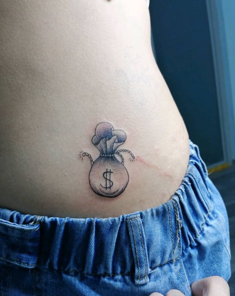 多财多亿纹身图片_腹部纹身图案