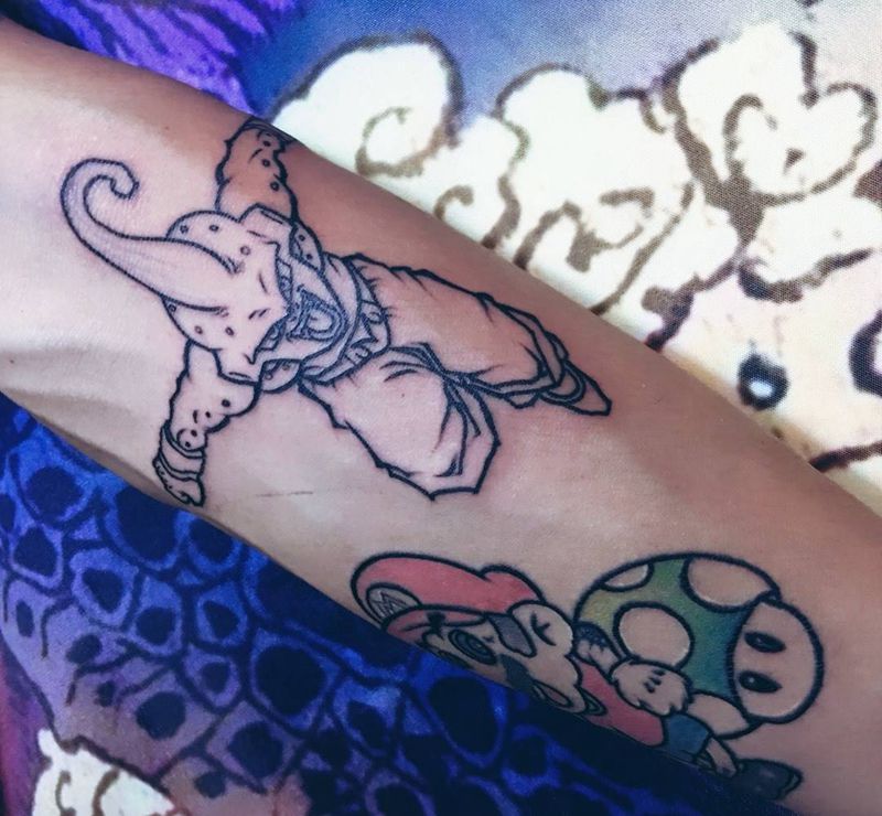 布欧未上色纹身图片_鬼神传统清新成品手臂纹身图案