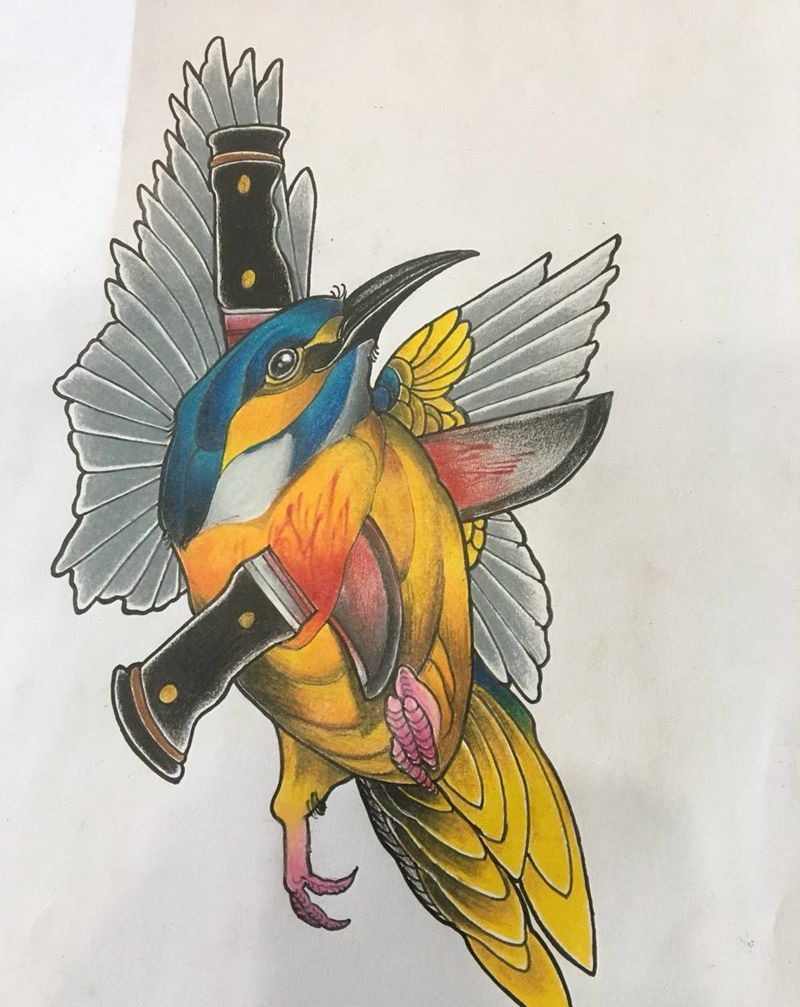 鸟纹身图片_手稿欧美动物纹身图案