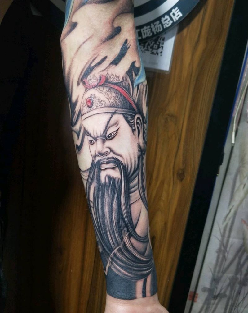关公纹身图片_手臂新传统纹身图案