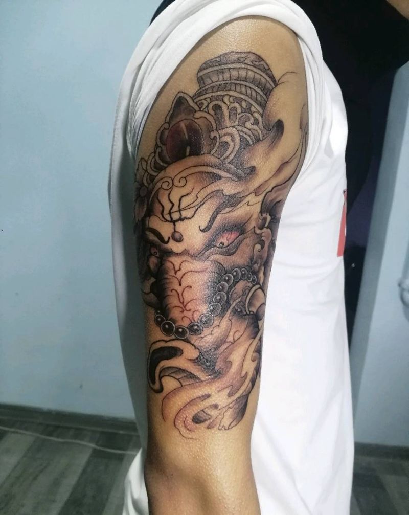 象神纹身图片_手臂纹身图案