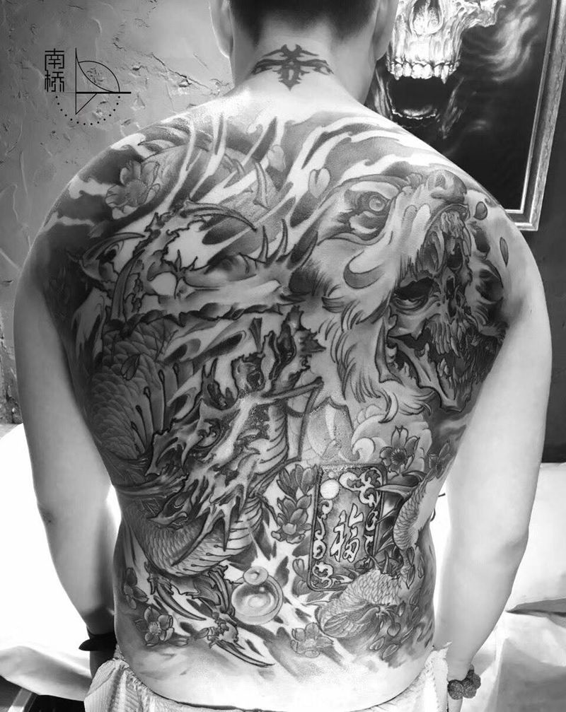 龙，骷髅纹身图片