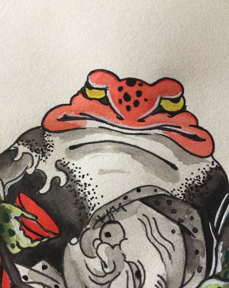 日式小清新  蛙纹身图片