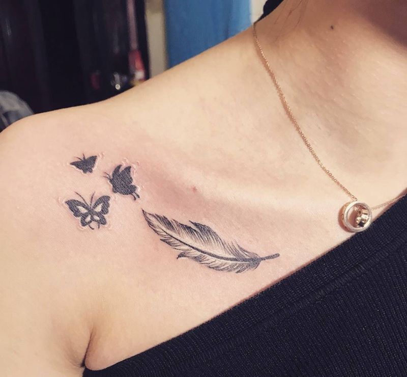羽毛飛翔纹身图片