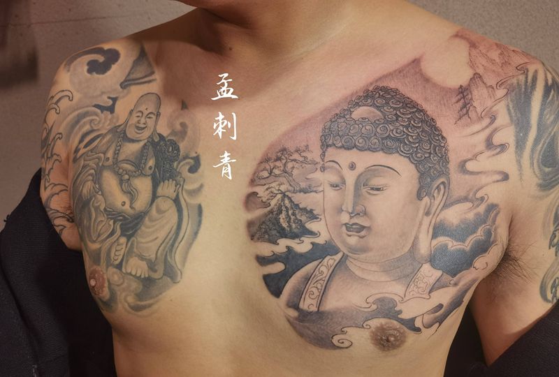 佛像纹身图片_新传统纹身图案