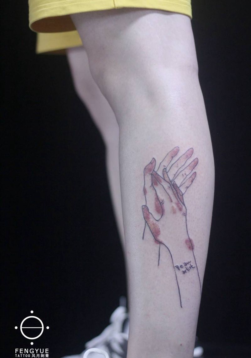 手纹身图片_水彩点刺纹身图案