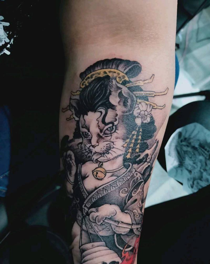 猫纹身图片_手臂纹身图案