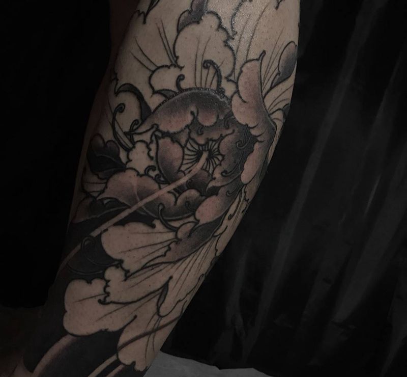 牡丹 底色纹身图片