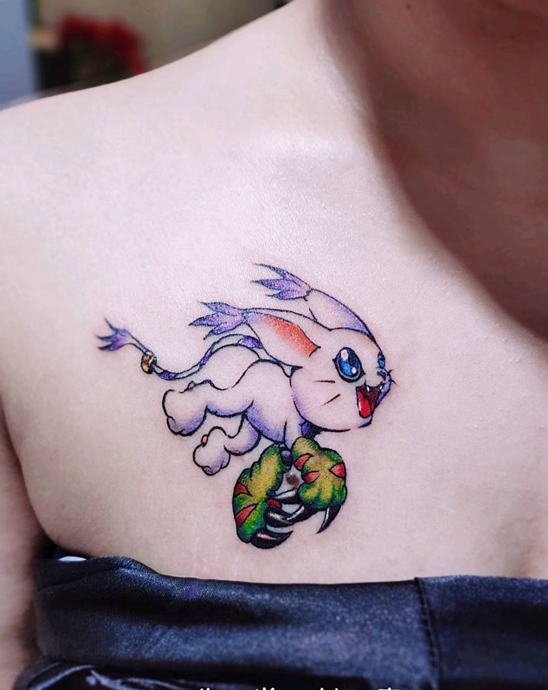 迪路兽テイルモン、Tail纹身图片_胸部卡通纹身图案