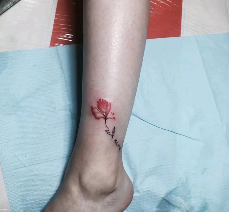 花纹身图片_腿部纹身图案