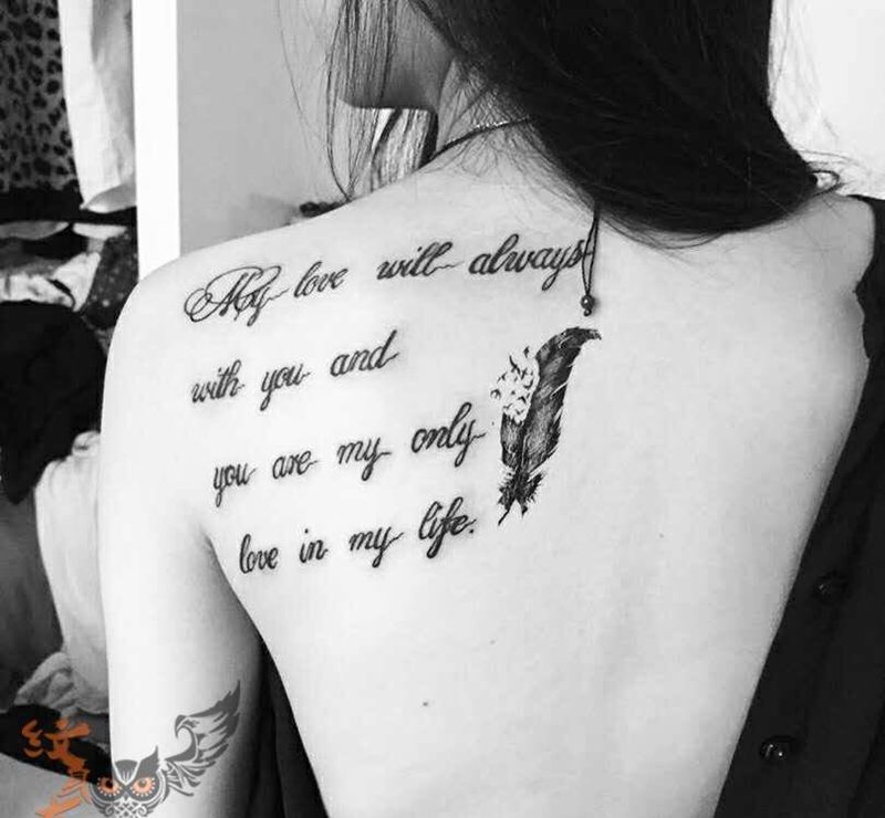 字母纹身图片_肩部成品清新字符纹身图案