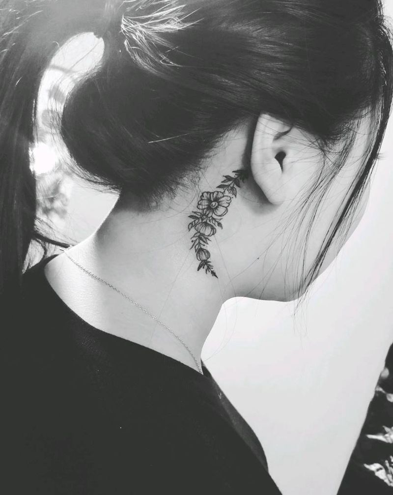 黑灰花纹身图片