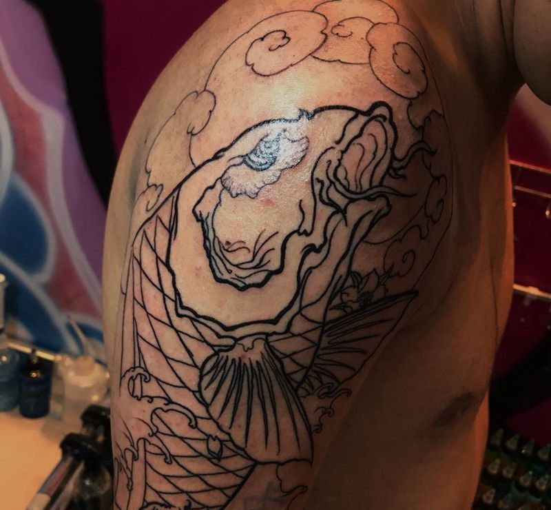 鲤 遮盖 杜师傅做纹身图片