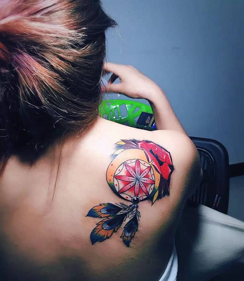 捕梦网纹身图片