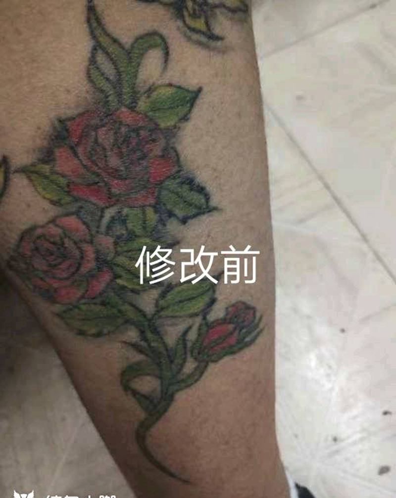 修改失败作品纹身图片_腿部老传统修改纹身图案