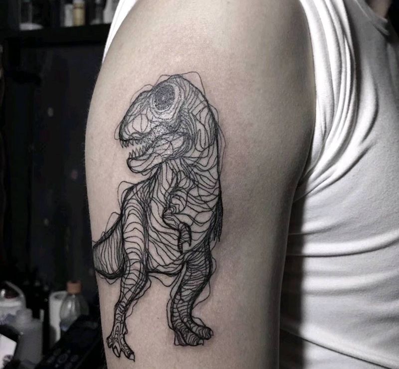 线条图纹身图片_手臂清新动物成品纹身图案