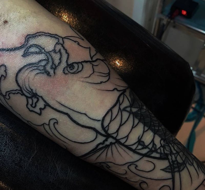 鲤 遮盖纹身图片