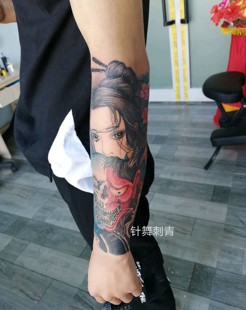 般若艺妓纹身图片_手臂纹身图案