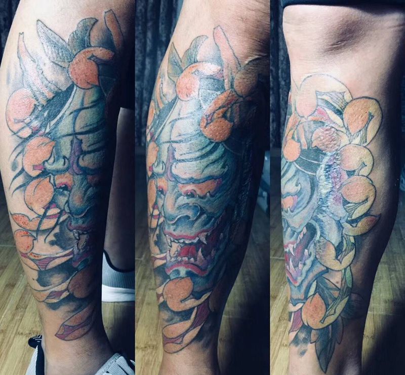 小腿般若纹身图片