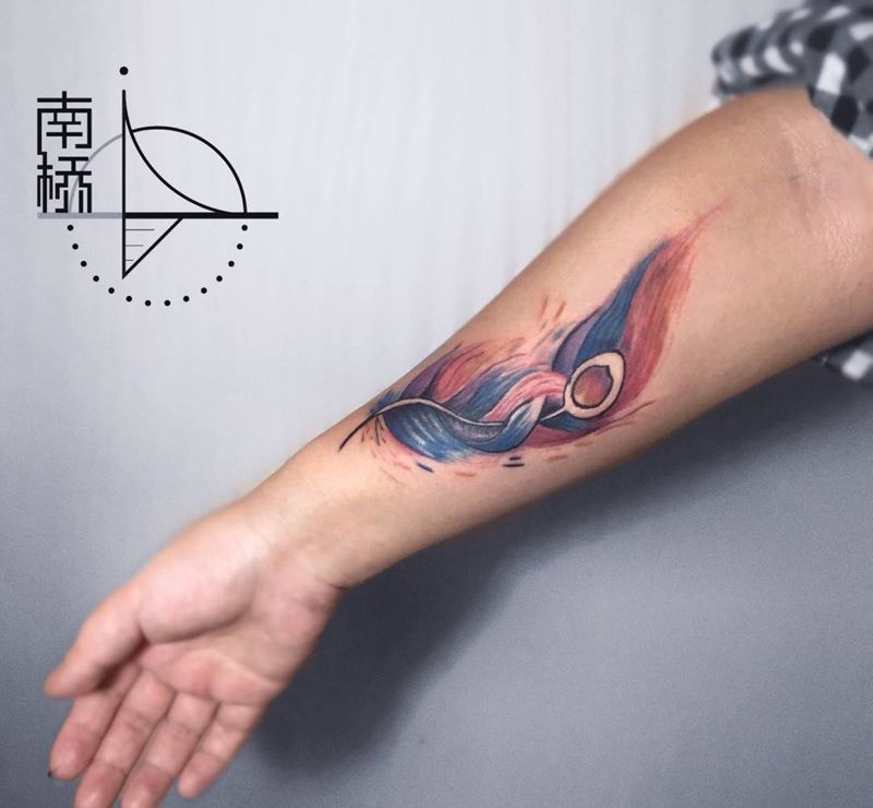 羽毛纹身图片_成品手臂清新原创纹身图案