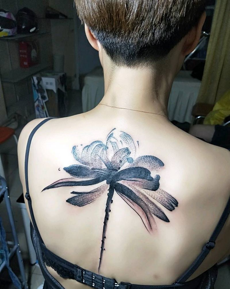 水墨纹身图片_背部水墨纹身图案