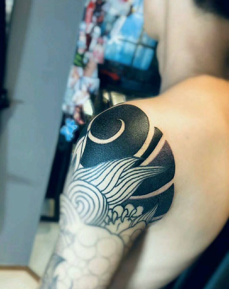 局部板雾纹身图片_手臂老传统纹身图案