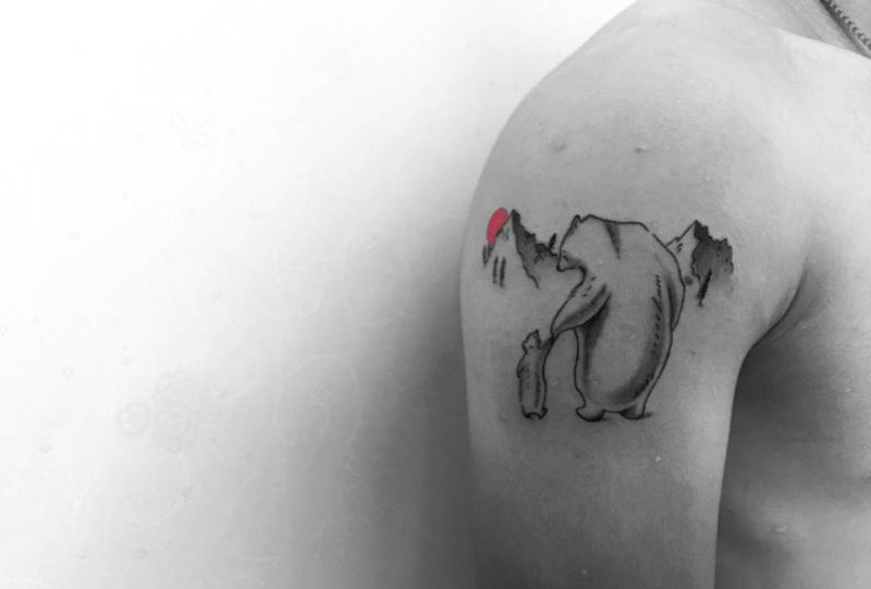 红日纹身图片_动物传统清新成品手臂纹身图案