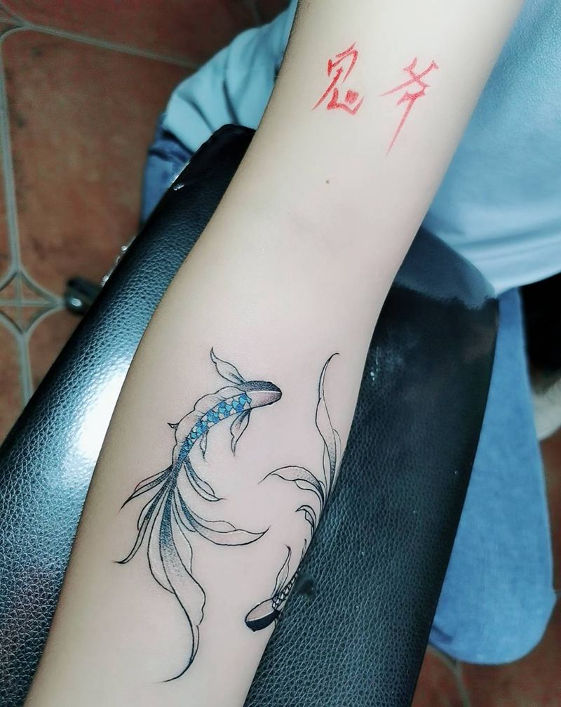 国风 双鱼纹身图片_手臂纹身图案
