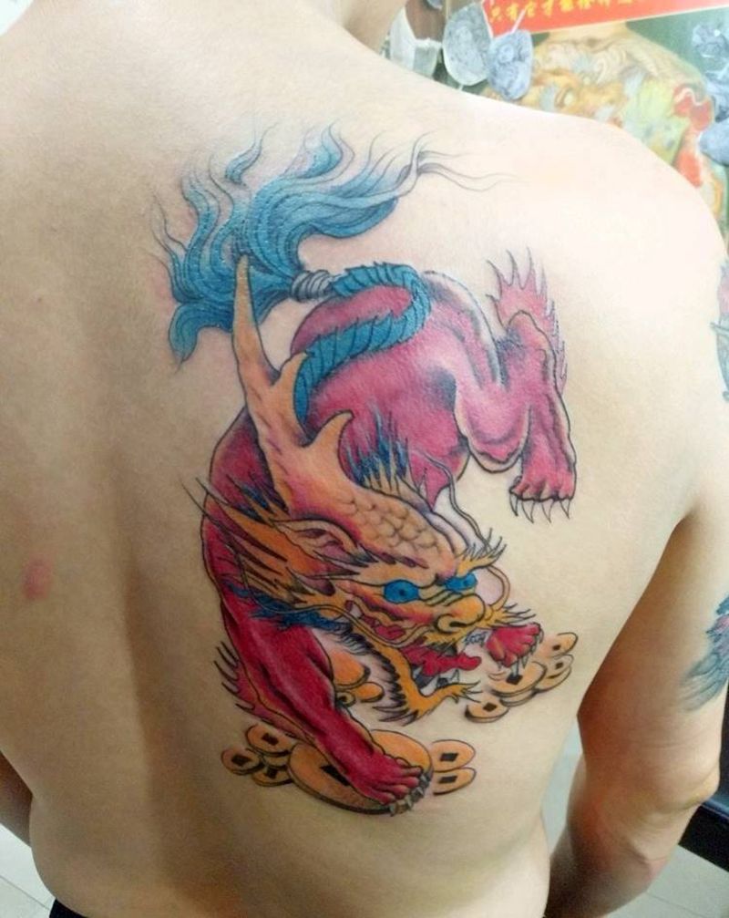 传统麒麟纹身图片