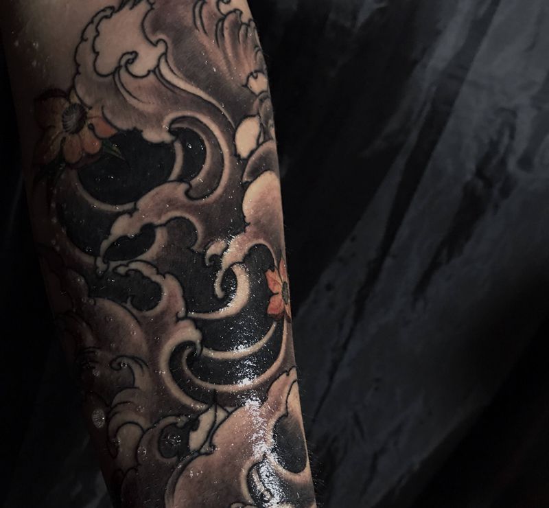 浪纹身图片