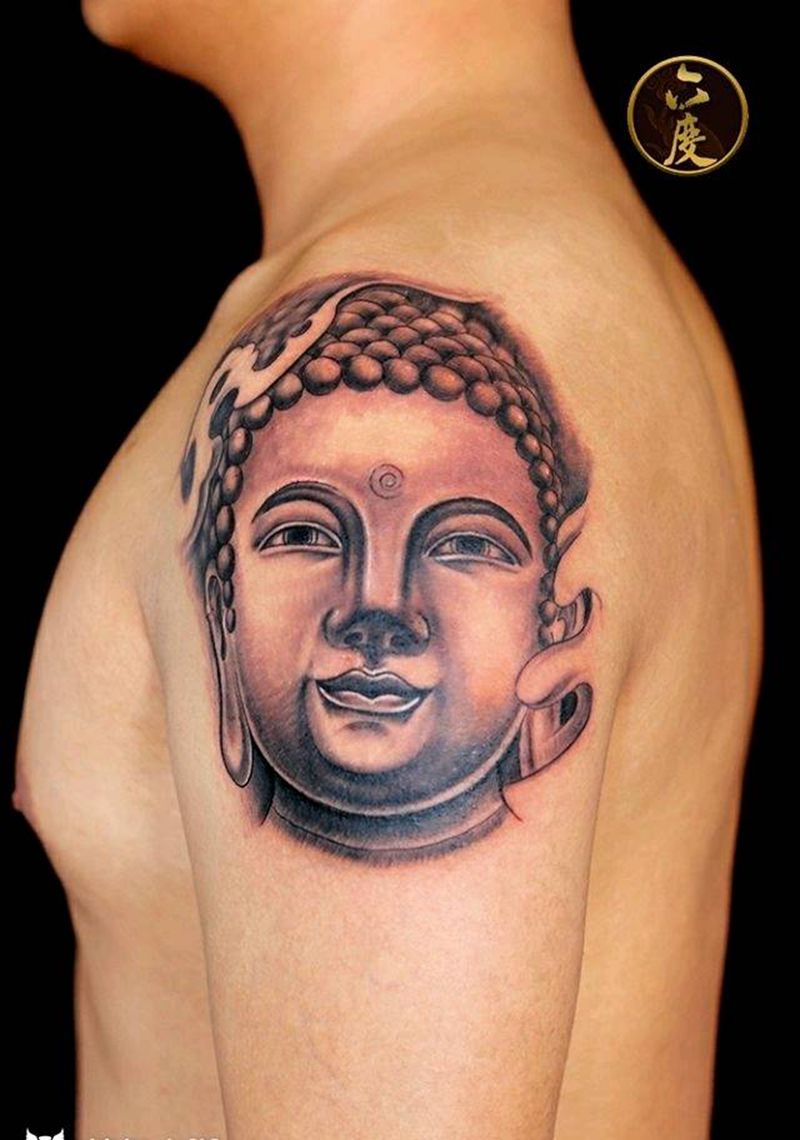 佛头纹身图片_手臂传统宗教成品纹身图案