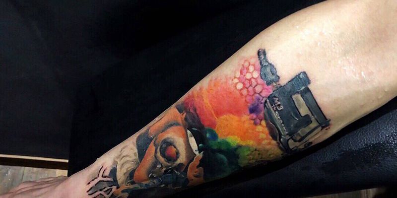 他的经历纹身图片_手臂纹身图案