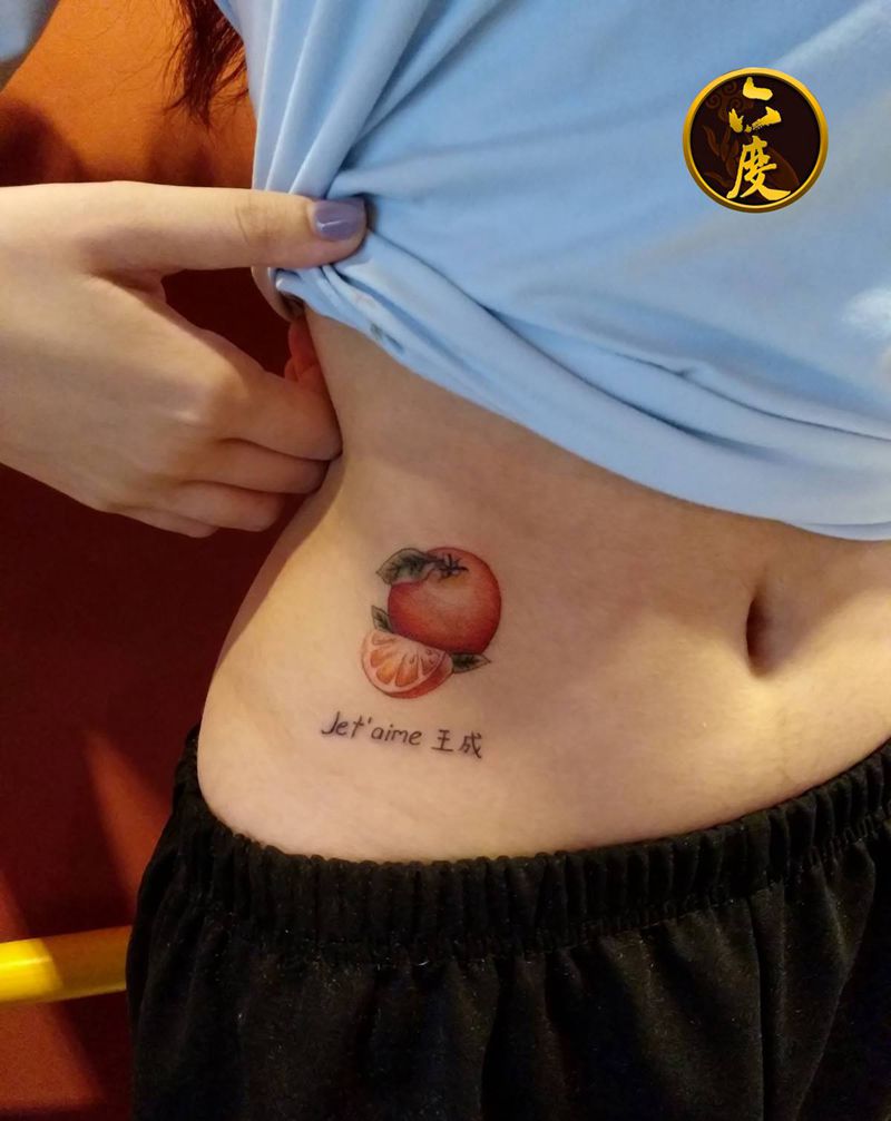 橘子纹身图片_腰部纹身图案