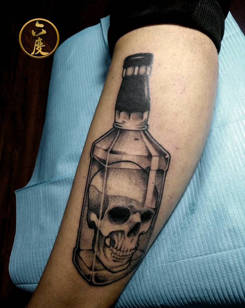 酒瓶骷髅纹身图片