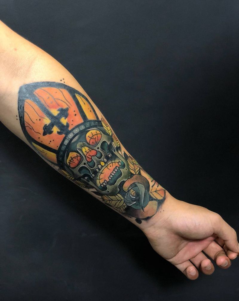 New school骷髅纹身图片