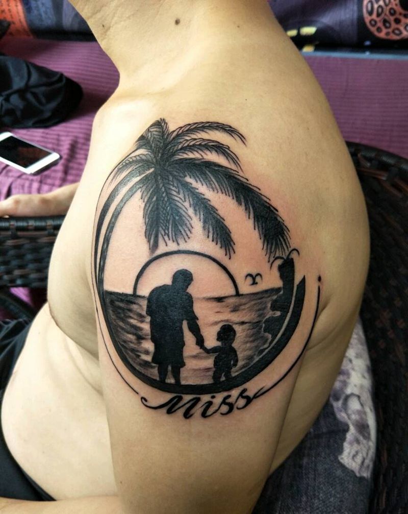 父亲对远在他乡女儿的思念，纹身图片