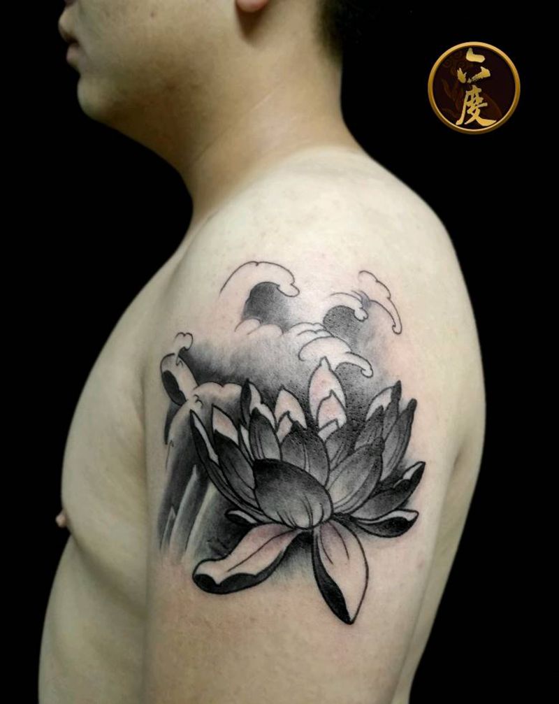 莲花纹身图片_手臂传统植物成品纹身图案