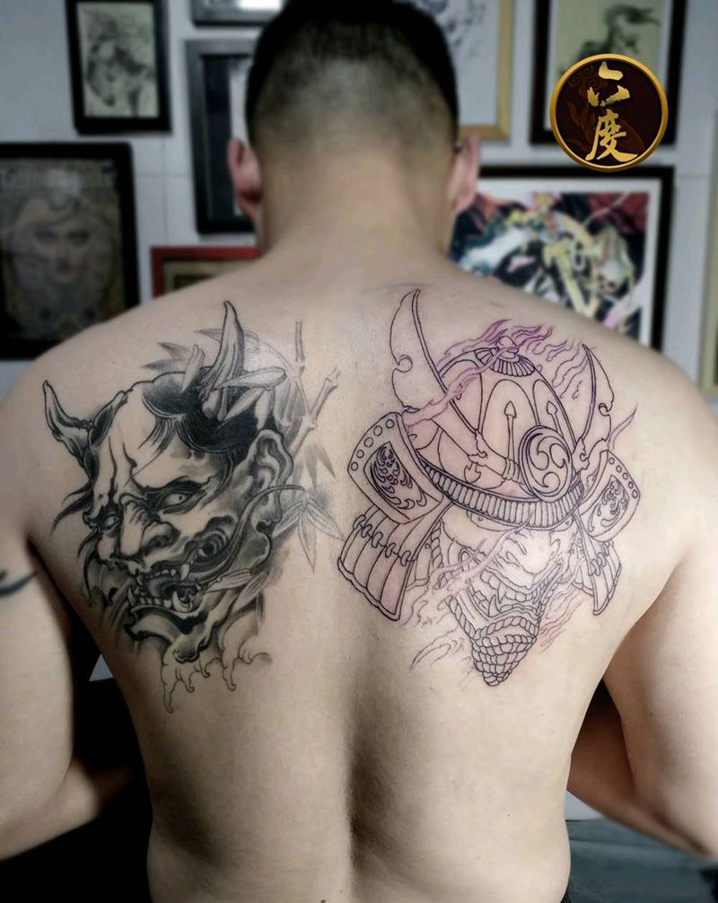 鬼武士纹身图片