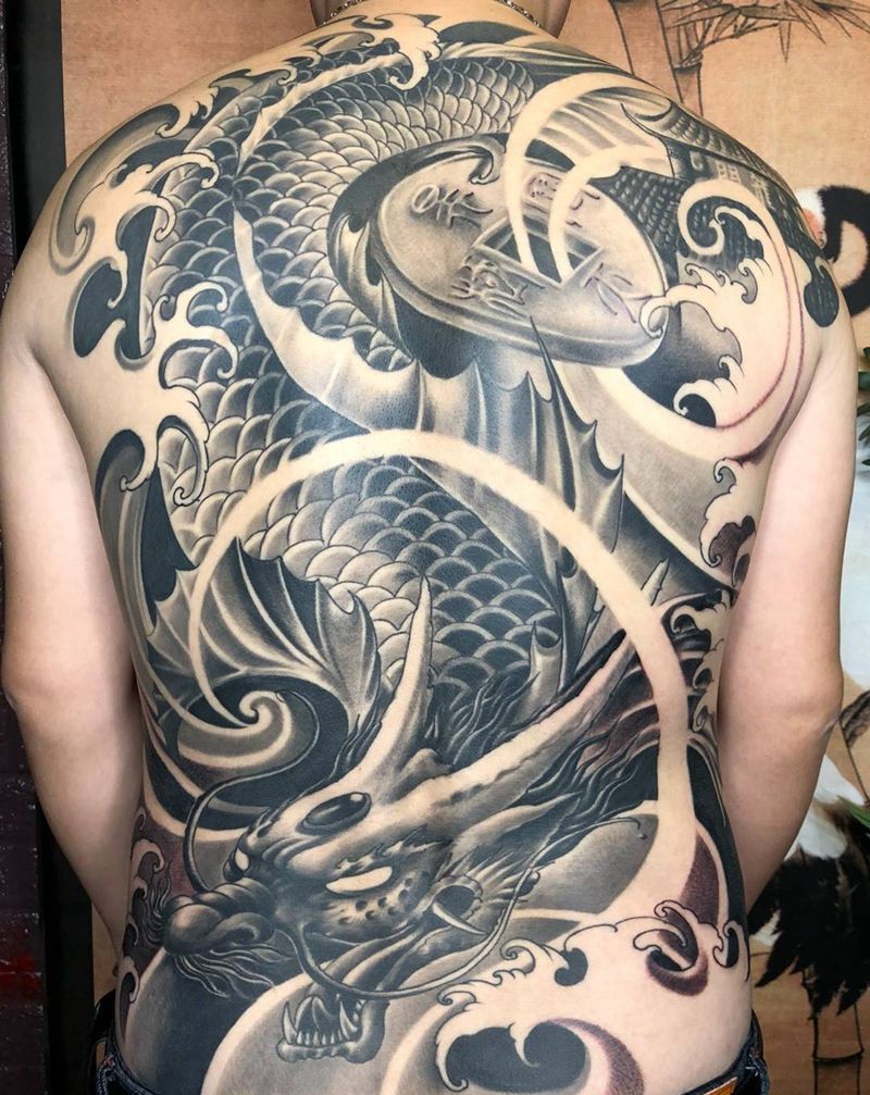 龙鱼纹身图片
