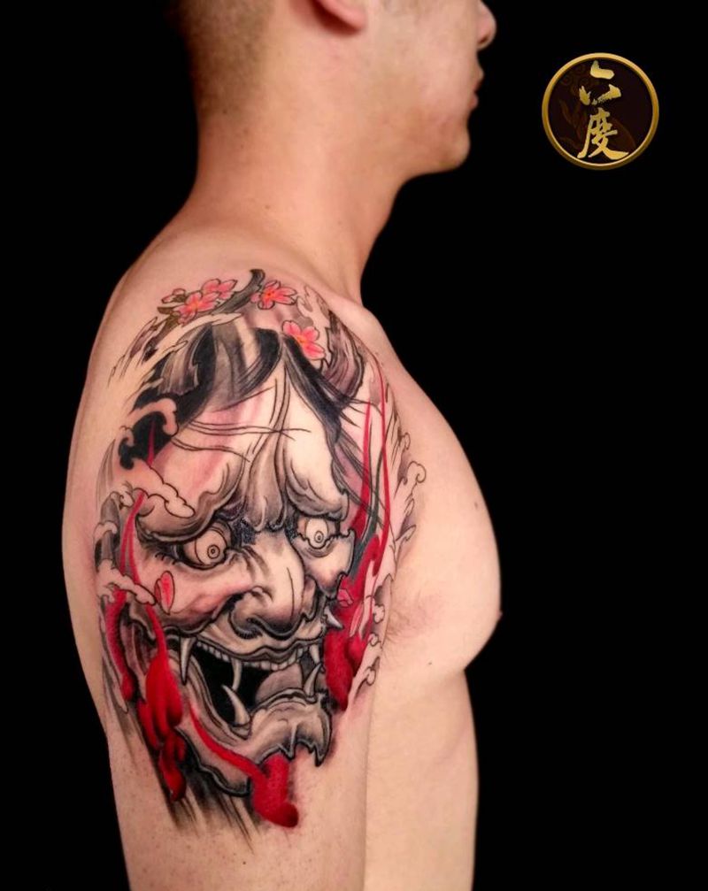 般若纹身图片_手臂传统鬼神成品纹身图案