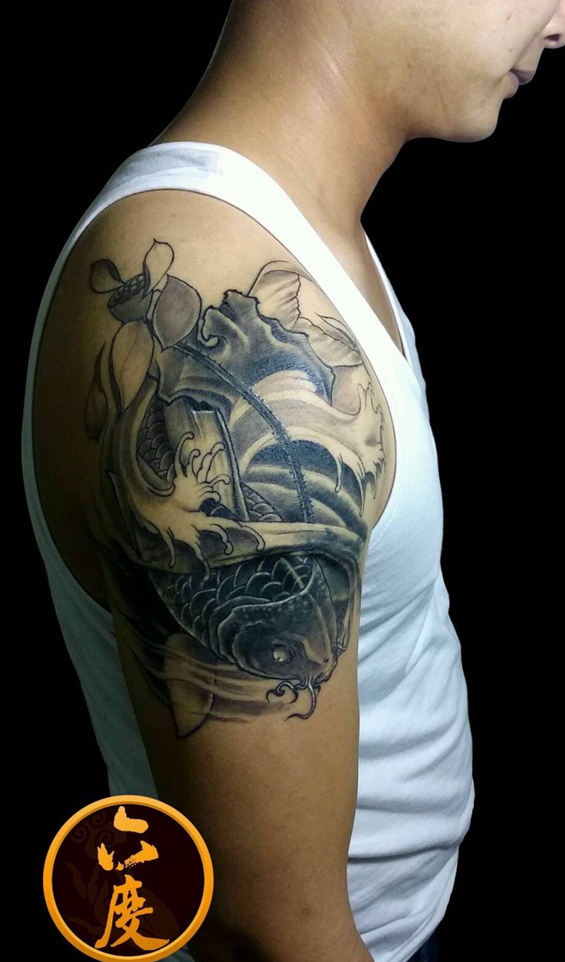 遮盖失败纹身纹身图片_手臂传统动物植物鲤鱼纹身图案
