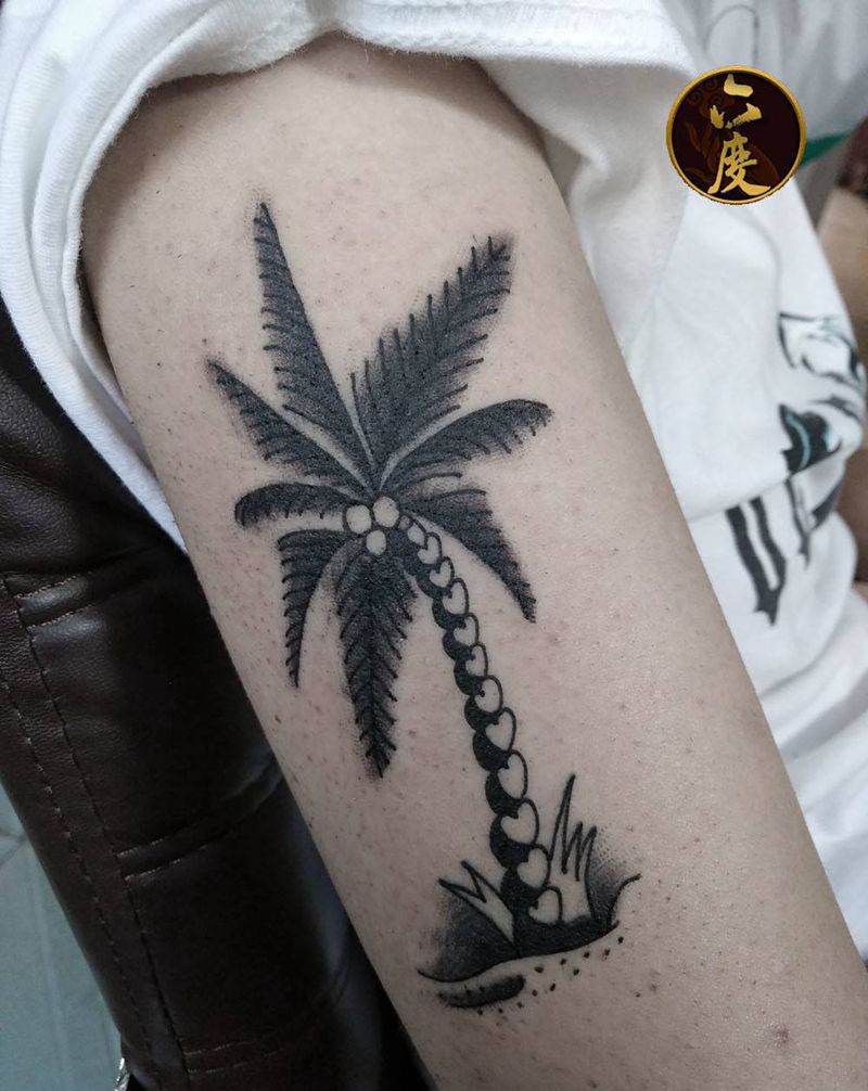 椰树纹身图片_手臂Old School纹身图案
