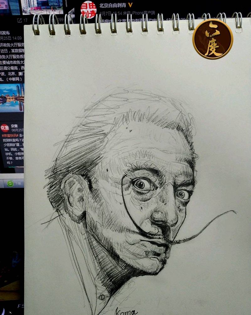 速涂达利纹身图片_手稿纹身图案