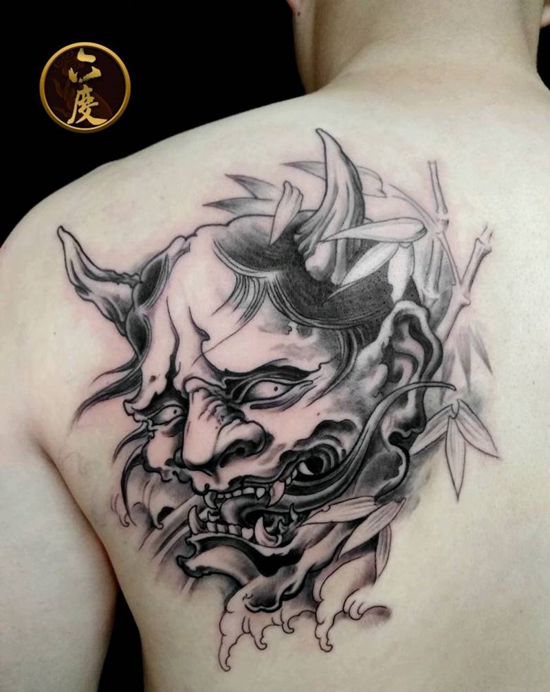 般若纹身图片_背部传统鬼神纹身图案