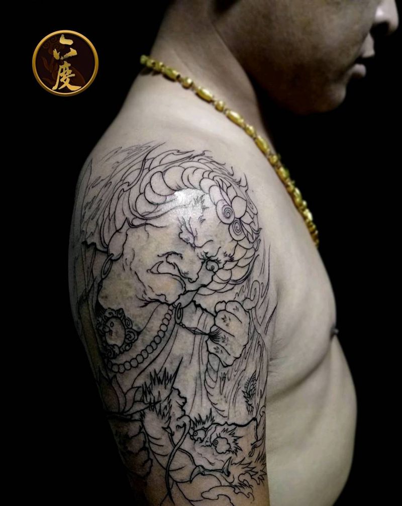 不动明王 遮盖纹身图片