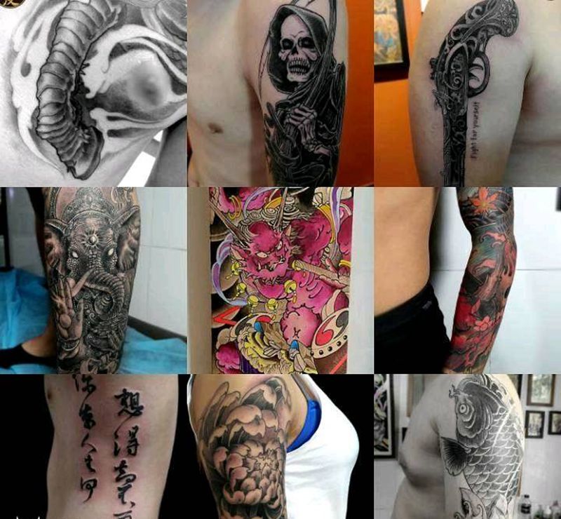 六度刺青纹身图片_手臂新传统纹身图案