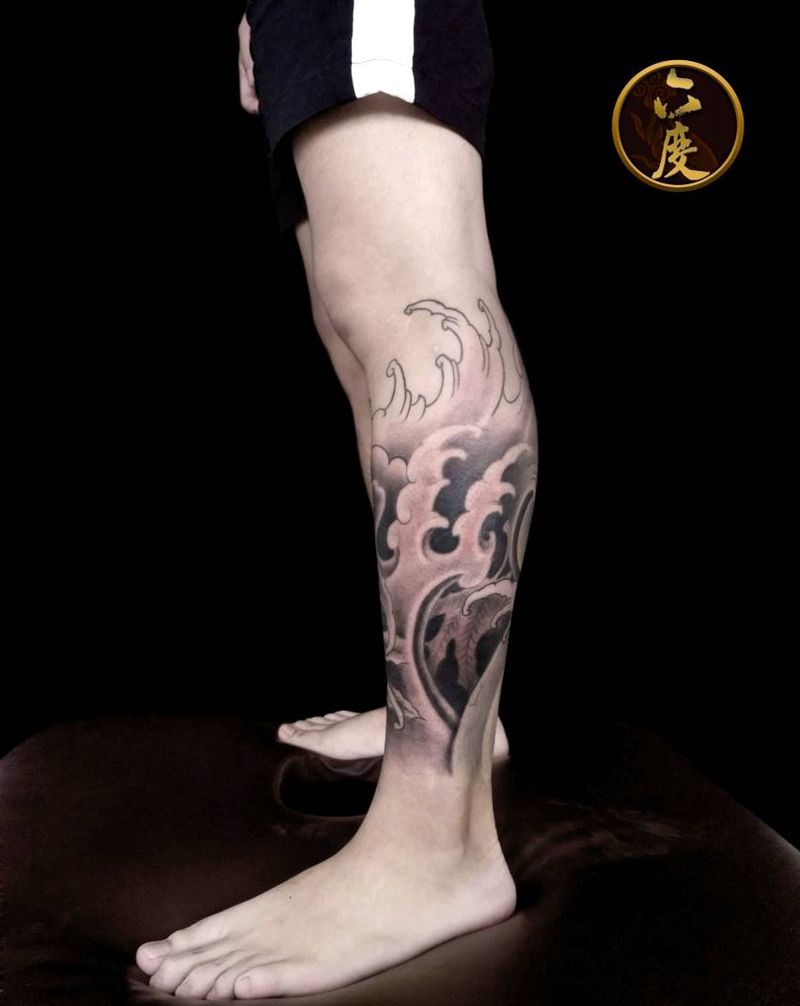 浪枫包小腿纹身图片